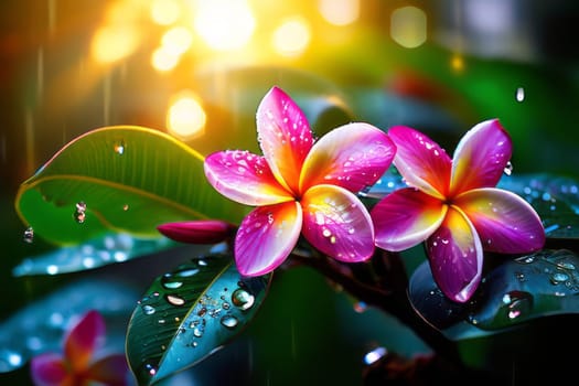 A beautiful macro shot of a pink and white flower with water droplets on its petals. This image showcases the beauty of nature and is perfect for any stock photo collection.
