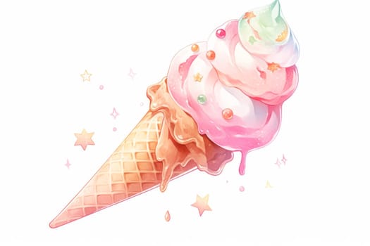 Ice cream hand drawn watercolor illustration