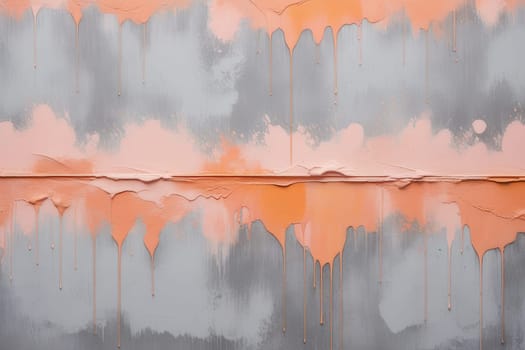 Paint Texture in peach Colors with visible Brush Strokes. Artistic background on a concrete wall. Demonstrating the colors of 2024 - Peach Fuzz