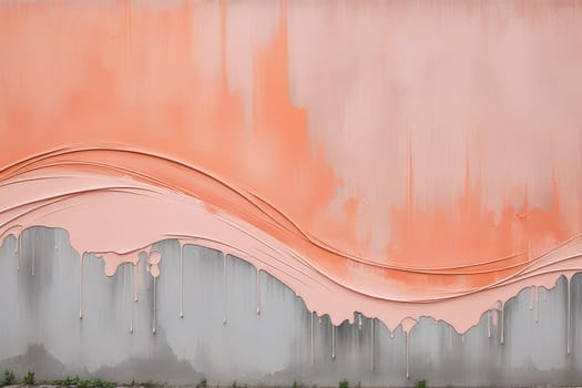 Paint Texture in peach Colors with visible Brush Strokes. Artistic background on a concrete wall. Demonstrating the colors of 2024 - Peach Fuzz