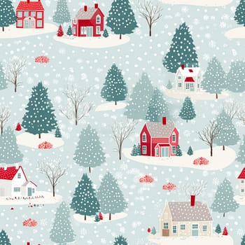 Seamless pattern, tileable winter country cottage print for wallpaper, Christmas wrapping paper, scrapbook, fabric and product design inspiration