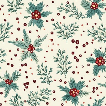 Seamless pattern, tileable modern botanical Christmas holiday, country berry dots print for wallpaper, wrapping paper, scrapbook, fabric and product design motif