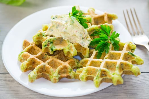 vegetable cabbage waffles fried with herbs.