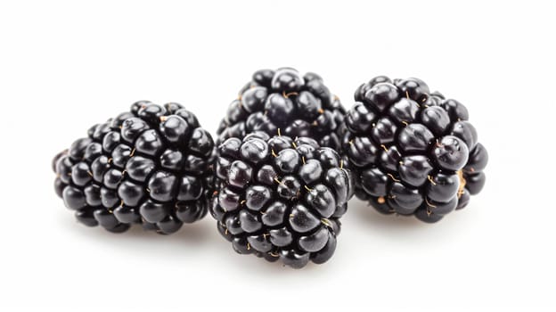 Beautiful blackberries isolated on white background, fresh blackberry farm market product