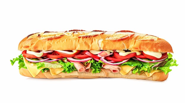 Perfect baguette sandwich, fast food chain menu commercial design