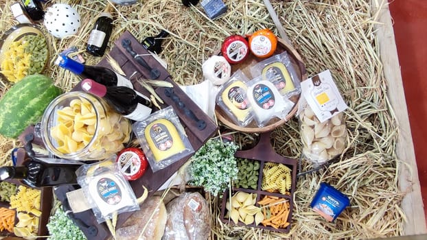 Beer Sheva Negev Israel May 7, 2023 - a set of products for the Israeli holiday of Shavuot in the supermarket. High quality photo