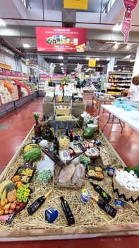 Beer Sheva Negev Israel May 7, 2023 - a set of products for the Israeli holiday of Shavuot in the supermarket. High quality photo