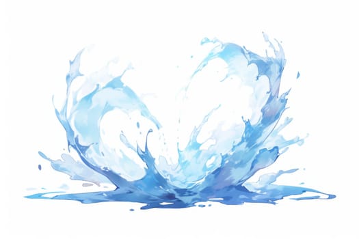 Water splash hand painted watercolor illustration