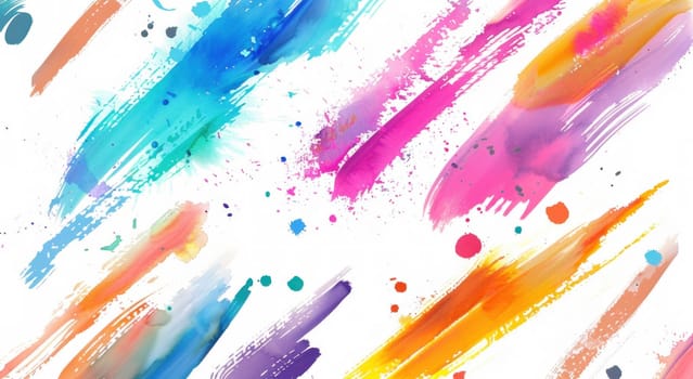 Vibrant and expressive colorful paint splatters on white background, artsy style for creative projects
