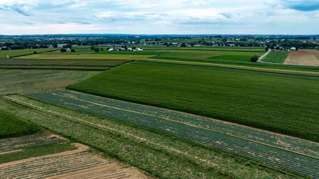 An Aerial View of Farmland and Countryside