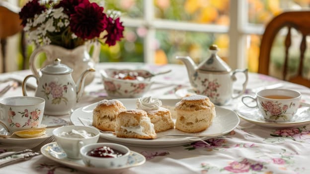 Elegant Afternoon Tea with Floral Accents.