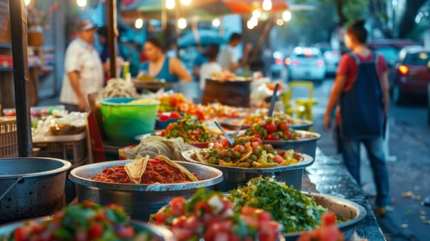 Vibrant Street Food Market with Diverse Offerings.