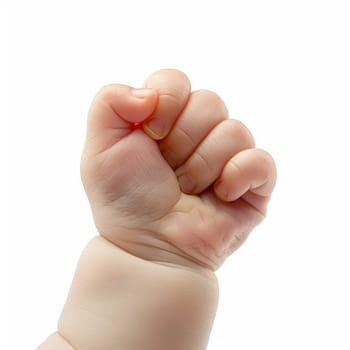 Baby's Tight Fist Grasping Isolated on White Background.