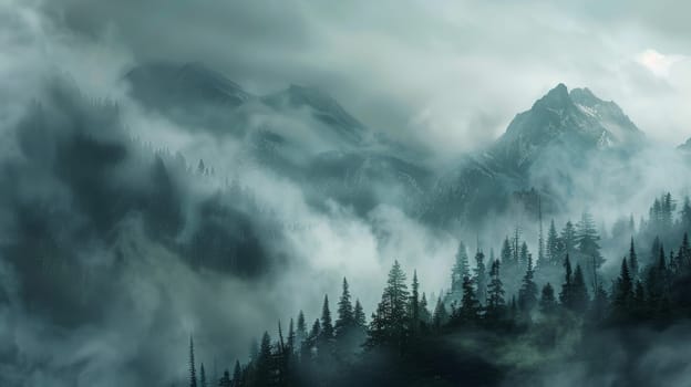 Ethereal Mountain Landscape in Mist.