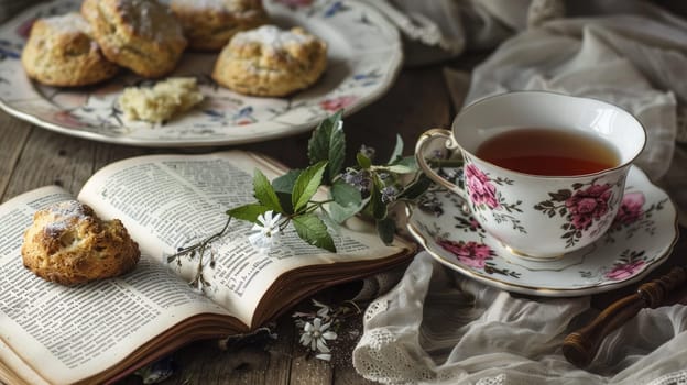 Cozy Afternoon Tea with Book.