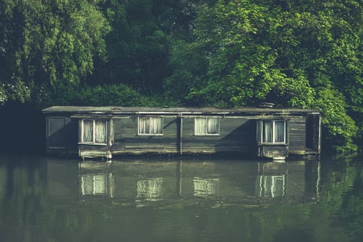 A Rundown Houseboat In The American South