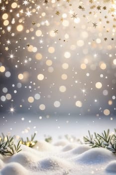 Snowy realistic background with bokeh, winter holiday concept