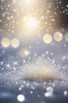 Snowy realistic background with bokeh, winter holiday concept