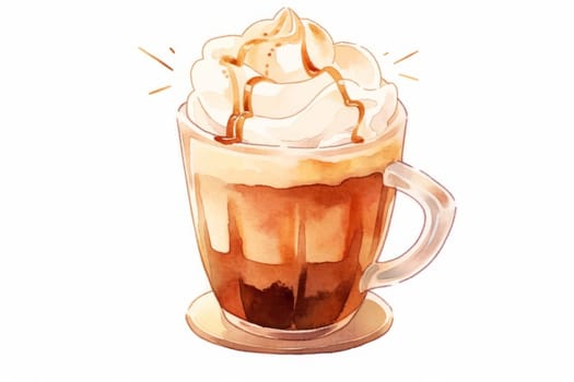 Simple latte hand drawn watercolor illustration