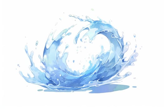 Water splash hand painted watercolor illustration