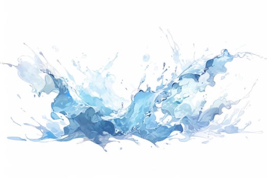 Water splash hand painted watercolor illustration