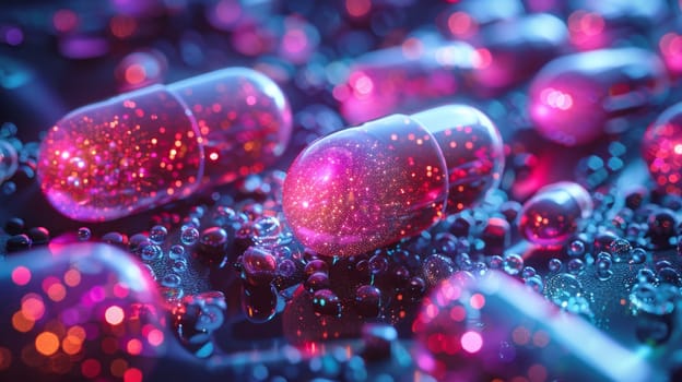 Vitamin Capsules on an abstract background. Health concept.