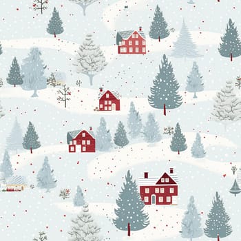 Seamless pattern, tileable winter country cottage print for wallpaper, Christmas wrapping paper, scrapbook, fabric and product design inspiration