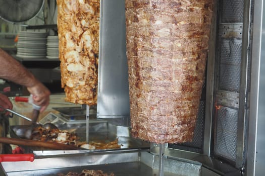 rotating traditional gyros meat ,