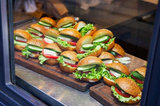 Cheeseburger display for sale at local cafe ,