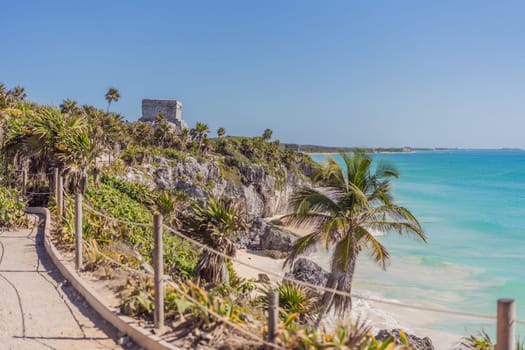 Beautiful archaeological site of the Mayan culture in Tulum, Mexico.