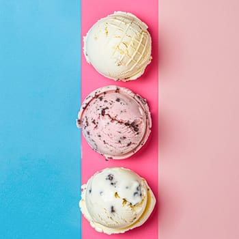 Ice cream colourful summer treat, sweet dessert in summertime, holiday food idea