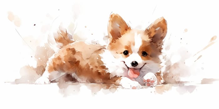 Cute dog hand drawn watercolor illustration