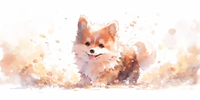 Cute dog hand drawn watercolor illustration