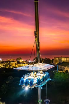 Aerial view of a dinner in the sky in Karon, Phuket, Thailand, south east asia