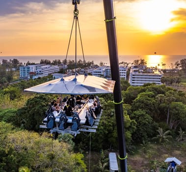 Aerial view of a dinner in the sky in Karon, Phuket, Thailand, south east asia