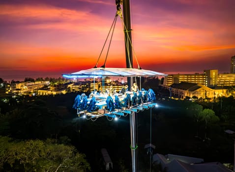 Aerial view of a dinner in the sky in Karon, Phuket, Thailand, south east asia