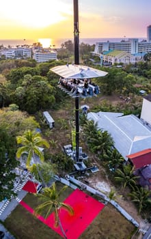 Aerial view of a dinner in the sky in Karon, Phuket, Thailand, south east asia