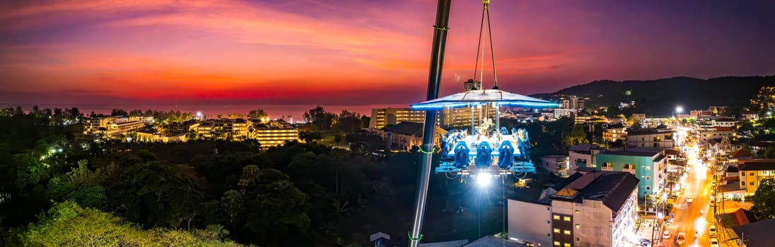 Aerial view of a dinner in the sky in Karon, Phuket, Thailand, south east asia