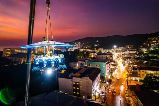 Aerial view of a dinner in the sky in Karon, Phuket, Thailand, south east asia