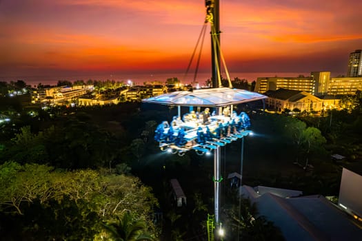 Aerial view of a dinner in the sky in Karon, Phuket, Thailand, south east asia