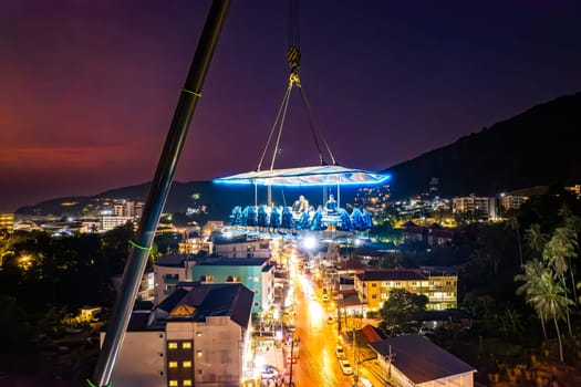 Aerial view of a dinner in the sky in Karon, Phuket, Thailand, south east asia