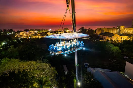 Aerial view of a dinner in the sky in Karon, Phuket, Thailand, south east asia