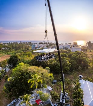 Aerial view of a dinner in the sky in Karon, Phuket, Thailand, south east asia