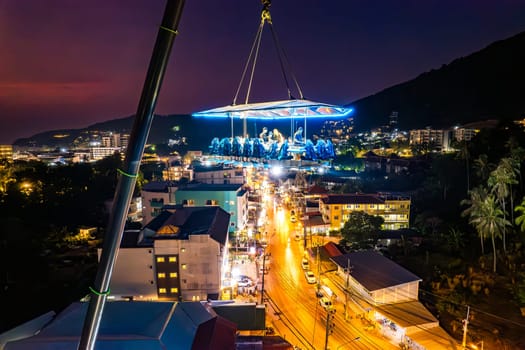 Aerial view of a dinner in the sky in Karon, Phuket, Thailand, south east asia