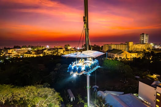 Aerial view of a dinner in the sky in Karon, Phuket, Thailand, south east asia