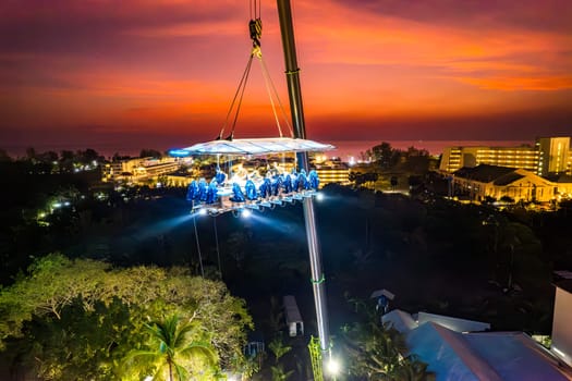 Aerial view of a dinner in the sky in Karon, Phuket, Thailand, south east asia