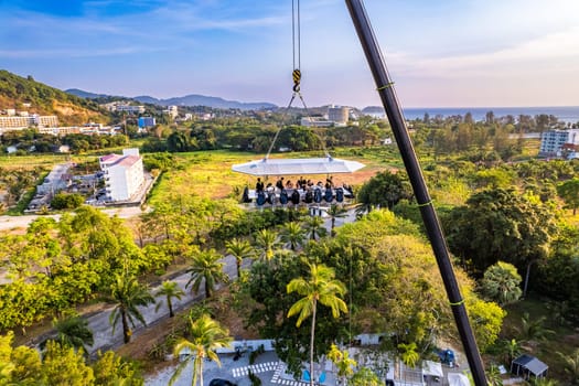 Aerial view of a dinner in the sky in Karon, Phuket, Thailand, south east asia