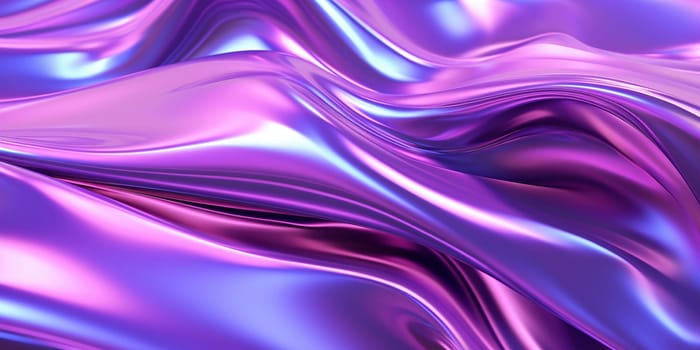 Holographic chrome gradient waves abstract background. Liquid surface, ripples, reflections. 3d render illustration