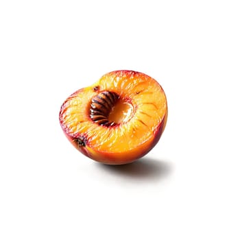 Grilled peach caramelized fruit half honey drizzling isolated on transparent background Food and Culinary concept. Food isolated on transparent background.