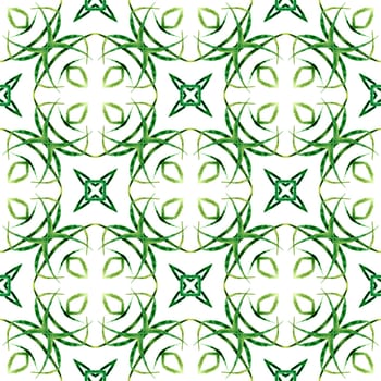 Summer exotic seamless border. Green elegant boho chic summer design. Exotic seamless pattern. Textile ready quaint print, swimwear fabric, wallpaper, wrapping.